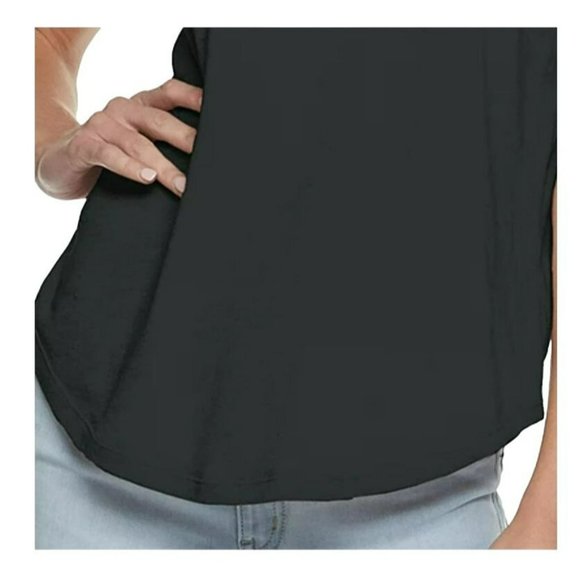 Black V-Neck T-Shirt Juniors Size Small Luxe Top Super Soft Drape JJ2057 - Picture 3 of 3